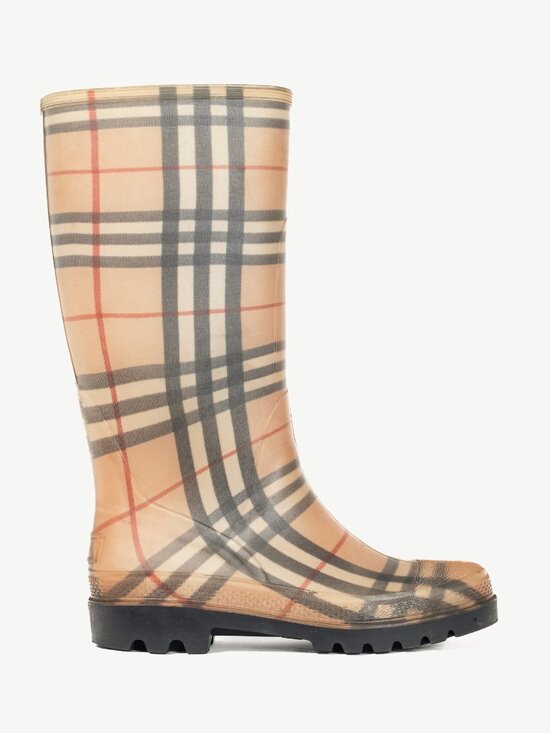 Burberry Shoes - Burberry Haymarket Tall Rubber Rain Boots